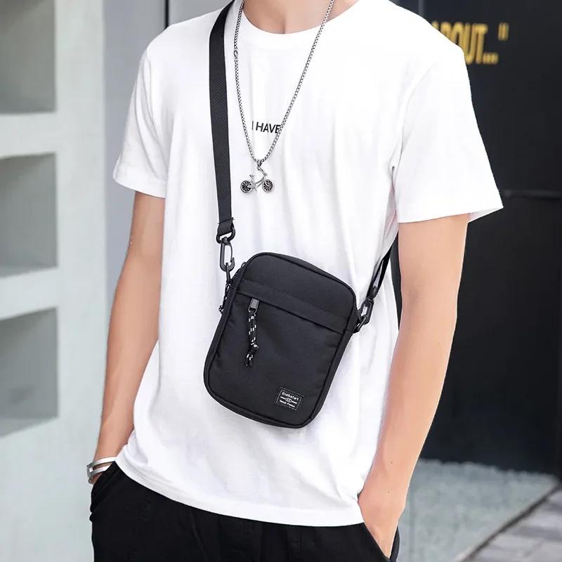 Minimalist Wallets Mens Crossbody Waist Bag Stylish Oxford Shoulder Bag Men's Casual Backpack Male Trendy Small Square Phone Bag