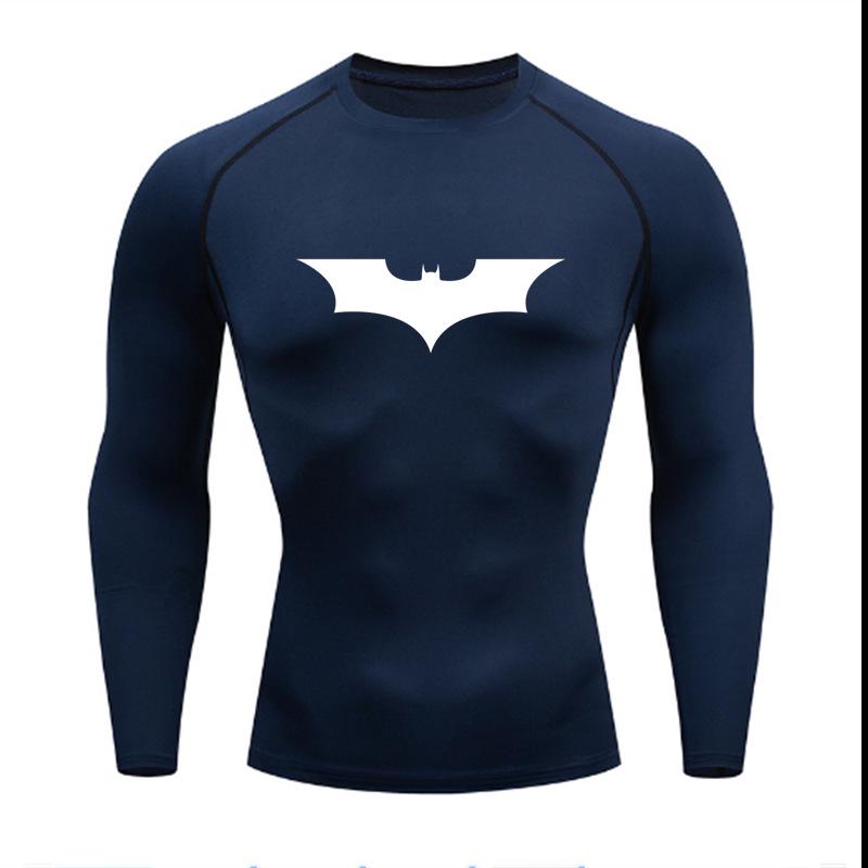 Мужская спортивная футболка с коротким рукавом Бэтмен, компрессионная, для бега, баскетбола или футбола - Быстросохнущая, плотно прилегающая, с круглым вырезом.