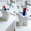 {Summer2} Tooth-Shaped Toothbrush Pen Holder Organizer Plastic Makeup Brush Storage Rack Bathroom Accessories Home Decoration