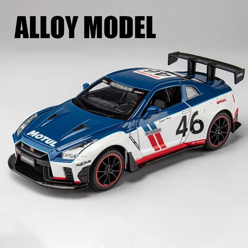 1:Модель спортивного автомобиля 22-го масштаба 963 GTR, игрушка, звук, свет, открывающиеся двери, высокая симуляция, литье под давлением из металла, модели суперкаров, подарки для мальчиков