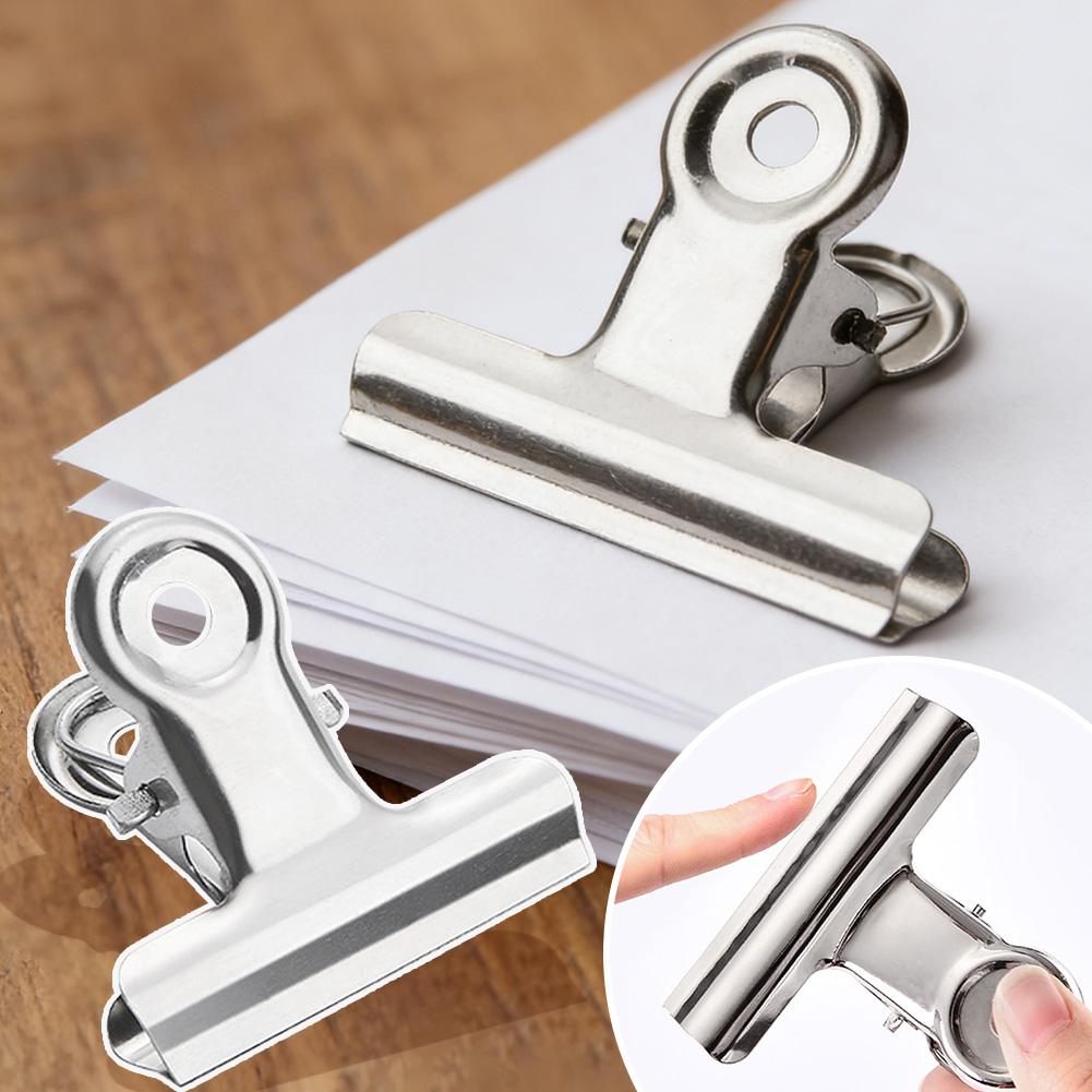 10pcs Stainless Steel File Clip Desk Metal Ticket Holders Strong Grip Document Fasteners Document Organiser Set Students Supply