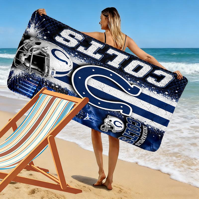 Indianapolis Colts Print Beach Towel, Large Soft Quick Dry Towel for Beach Camping Swimming