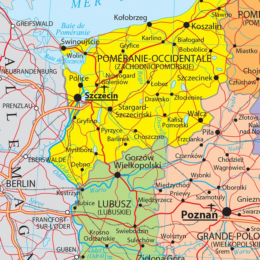 Карта французской серии - административная карта Польши, настенный декор, подарок, туристический/образовательный инструмент, для гостиной, ванной комнаты, домашнего офиса
