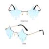 Halloween Cosplay Glasses Pentagram Droplet Shape Sun Glasses Pentagram Glasses Rimless Sunglasses