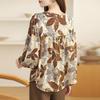 Floral Round Neck Silk Shirt Summer French Retro Printed Small Shirt