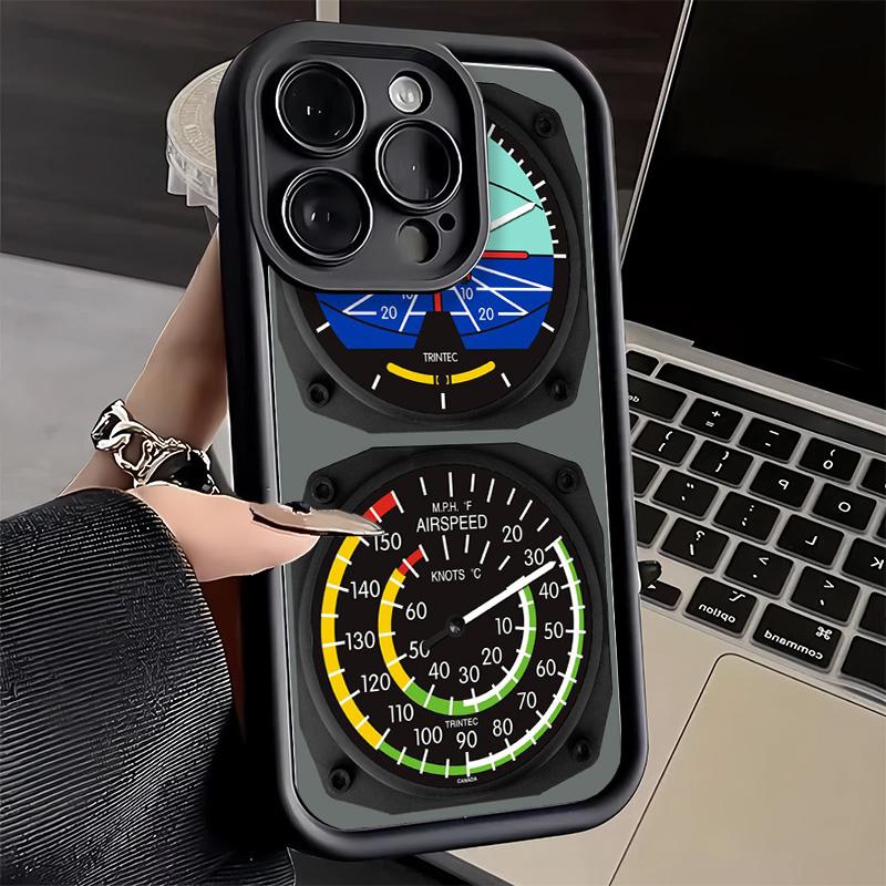 Phone Case for iPhone 17 Air 16E 15 16 Pro Max Aircraft Instrument Cockpit Radar Cover 14 Plus 13 12 Mini Soft Shell Silicone Fu