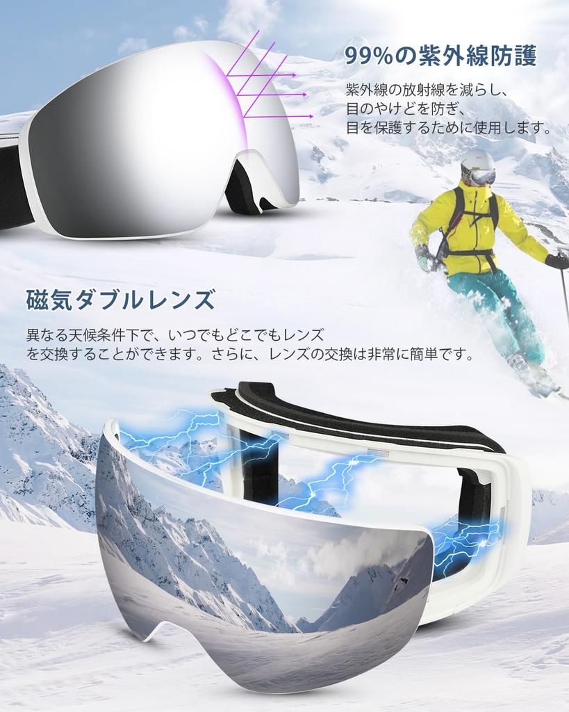 SAVIOR HEAT Лыжные и сноубордические очки с магнитными УФ-очками и снегозащитой для и японская инструкция по эксплуатации, 180° широкоугольный обзор, двухслойные линзы,