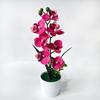 with White Pot Artificial Orchid Potted Flower Pink Artificial Faux Plants  Indoor Decoration