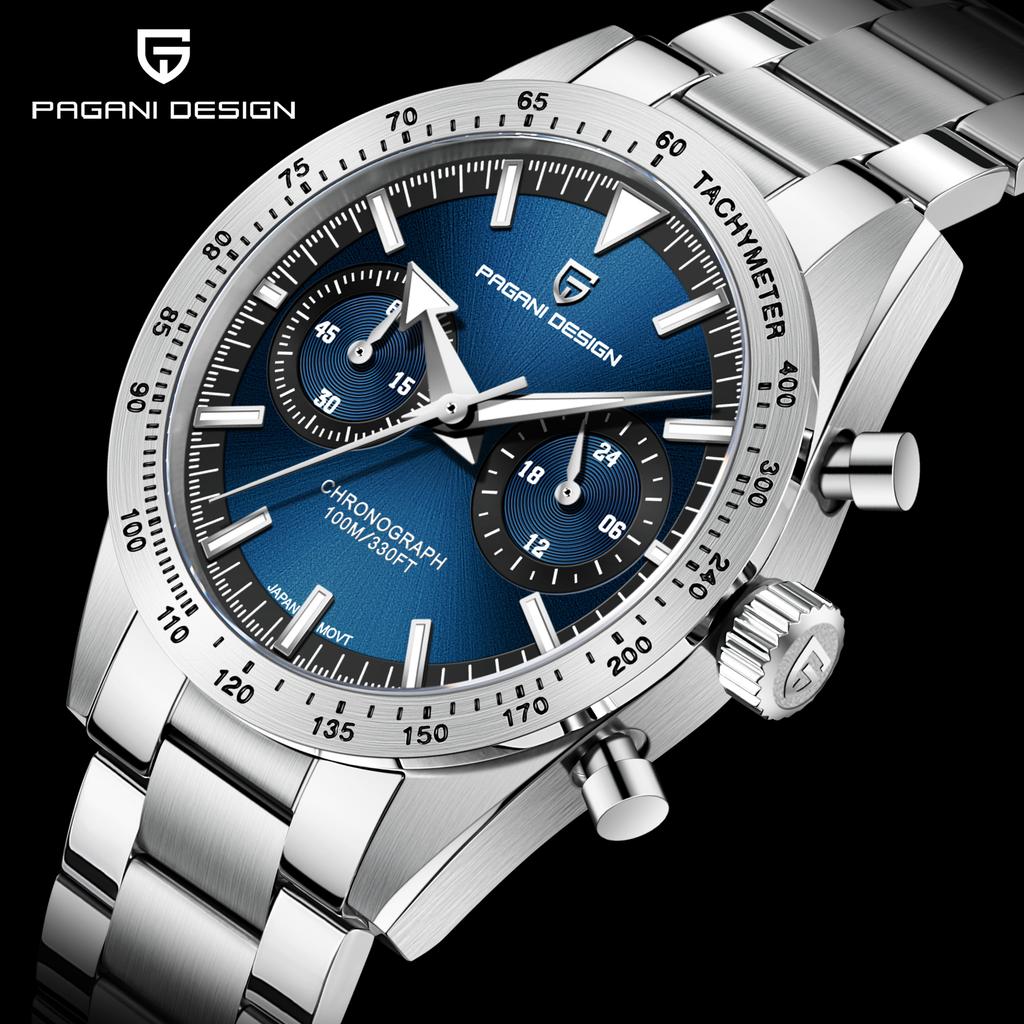 New PAGANI DESIGN Retro Luxury Watch Sport Speed Chronograph Men Watch Quartz Sapphire 316L All Steel Japan Movt Man Watch