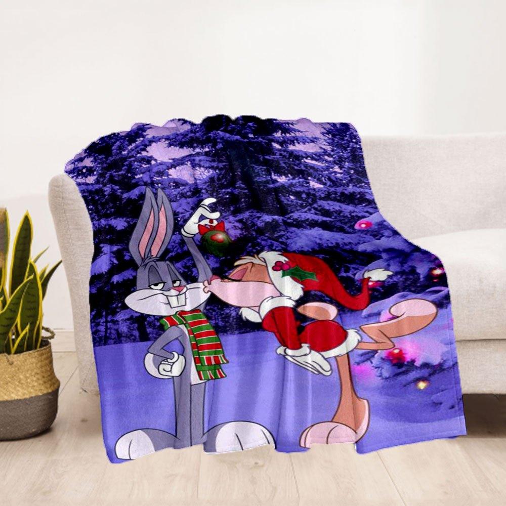 "Bugs Bunny & Daffy Duck Christmas Ornament Set"Blanket Flannel Throw Blanket for Sofa, Bed, Travel, Camping, Office