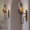 American Retro Industrial LED Wall Lamp Nordic Luxury Glass Crystal Bedside Corridor Mirror Sconces Home Lighting