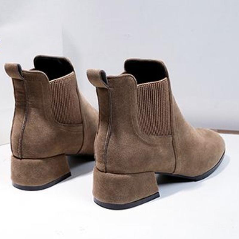 Обувь: Элегантные женские ботильоны на среднем каблуке, черные короткие женские туфли, ботильоны «Челси», замшевые ботинки Y2k высокого качества