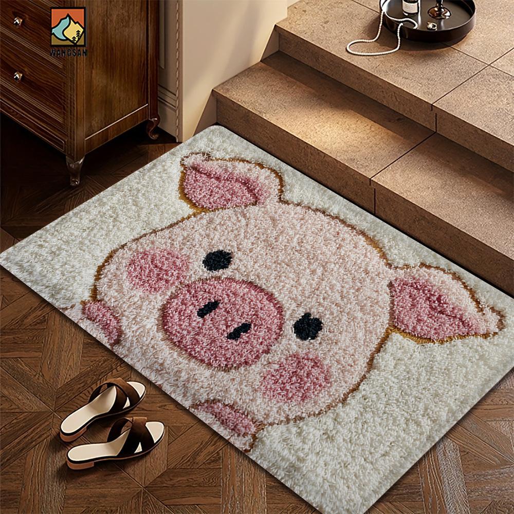 New Cartoon Cute Animal Imitation Cashmere Floor Mat Bathroom Absorbent Floor Mat Bedroom Thickened Carpet