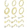 15Pcs Nose Piercing Jewelry Double Nose Rings L Ring Hoop Piercing Studs  Unisex