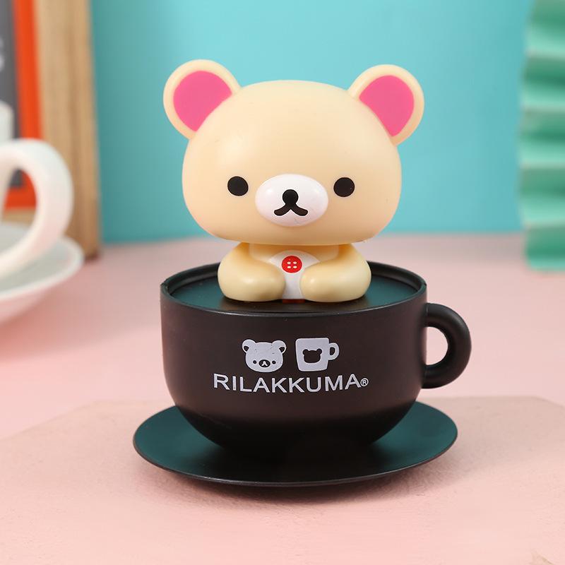 Rilakkuma Фигурки Действия Новая Милая Кивающая Расслабленная Кукла-Медведь Модель Автомобиля Украшение на Солнечной Энергии Домашний Декор Классические Игрушки для Детей Подарок