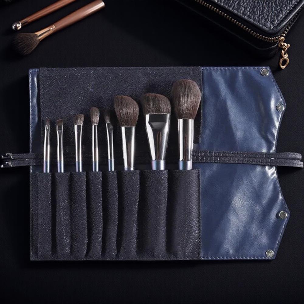 Набор кистей для макияжа из ворса серой белки 8 шт. с сумкой для хранения, подарочная коробка, для нанесения теней и рассыпчатой пудры