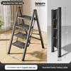 Foldable Indoor 3-Step Ladder: Heavy-Duty, Portable Herringbone Design
