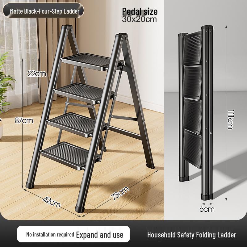 Foldable Indoor 3-Step Ladder: Heavy-Duty, Portable Herringbone Design