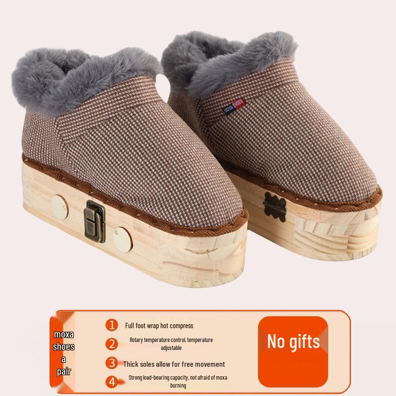 Ботинки для акупунктурного прижигания стоп из массива дерева - Обувь с подогревом для тепла и комфорта.