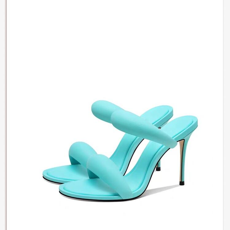 Дизайн модного бренда Простые однотонные женские тапочки 2024 Лето Новые Высокий каблук Черный Золотой Круглый носок Женские сандалии Размер 34-46