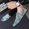 Мужские лоферы с принтом, летняя мужская обувь, повседневная легкая парусиновая обувь, мужская дышащая модная обувь на плоской подошве без застежек