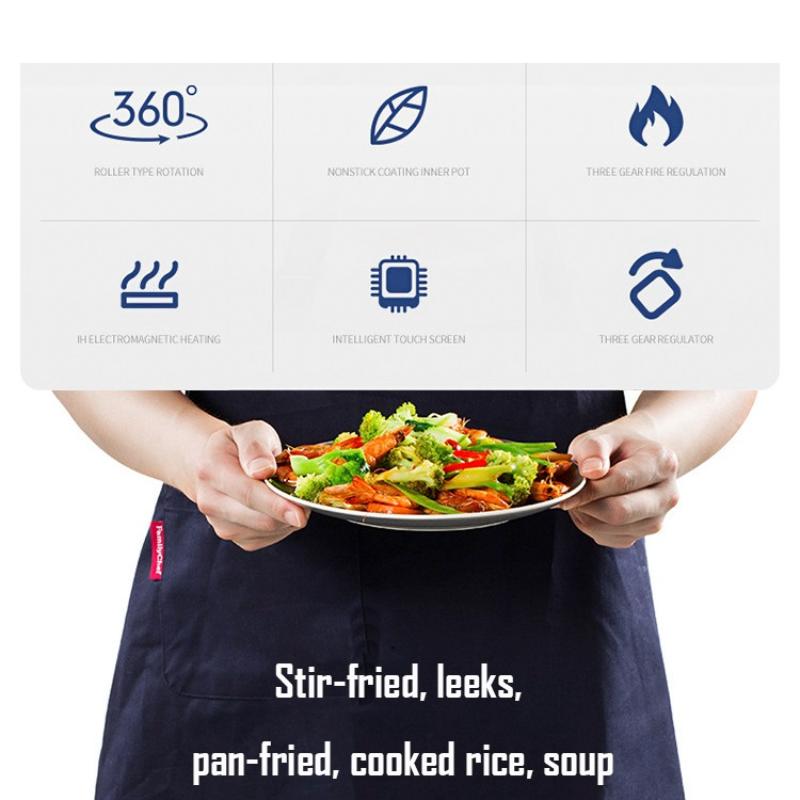 Полностью автоматическая машина для приготовления пищи, многофункциональная плита, интеллектуальный робот для жарки риса, сковорода с антипригарным покрытием, барабанная машина для жарки