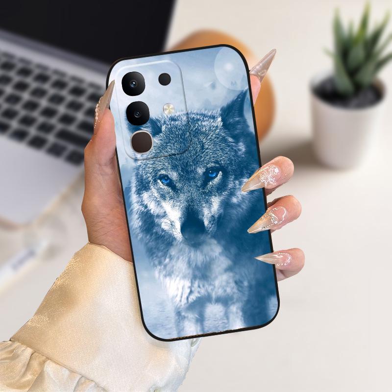 Для vivo Y29 4G Чехлы Y 29 Милый Мультяшный Принт Черный Мягкий Силикон ТПУ Чехол для Телефона Для Vivo T4x 5G Защитный Fundas Чехол Capa