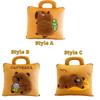 Portable 2 in 1 Capybara Pillow Blanket Plush Soft Travel Blanket Cartoon Cozy Nap Cushion Blanket Travel