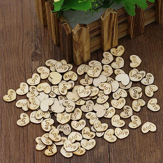 100Pcs Love Heart No Hole Wood Buttons Sewing Craft Clothes Decor DIY Scrapbooking
