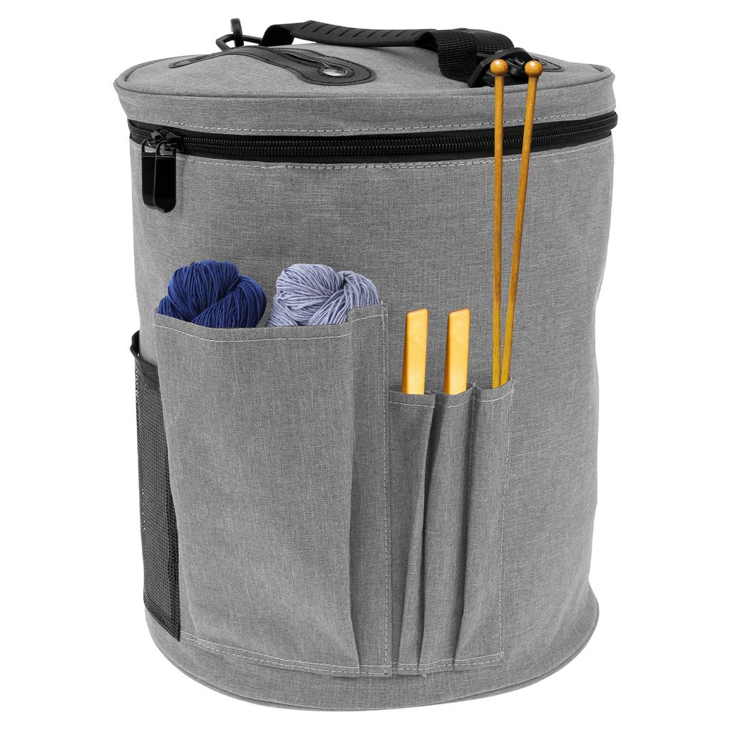 Сумка для хранения вязальных инструментов, органайзер для пряжи, сумка-тоут, большая вместимость, портативная, с передними спицами и крючками, карманом