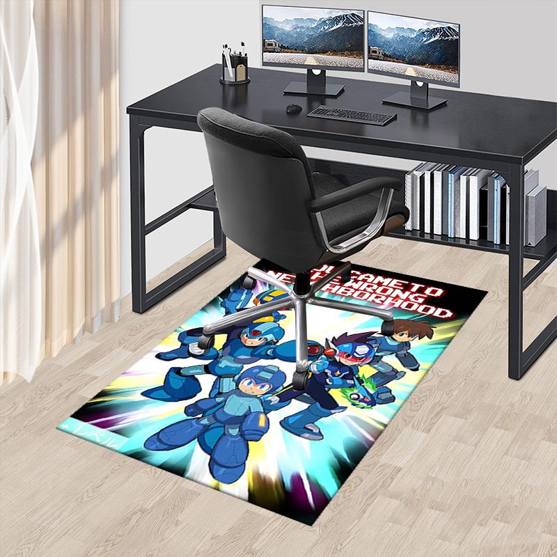 1pc Anime Mega Man Chair Mat - Anti-Slip Carpet for Office, Home Decor, Living Room, Bedroom, Game Room - Perfect Gift for Anime Fans.Y081