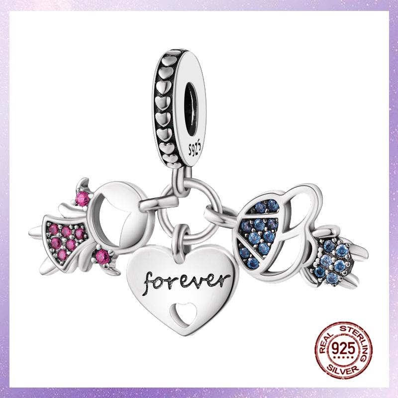 Фиолетовые Шармы Медный Fit Оригинальный Подвесной Браслет Бабочка Стекло Сердце Перо Клип Шарм Подвеска Светящаяся Бусина DIY Ювелирные Изделия