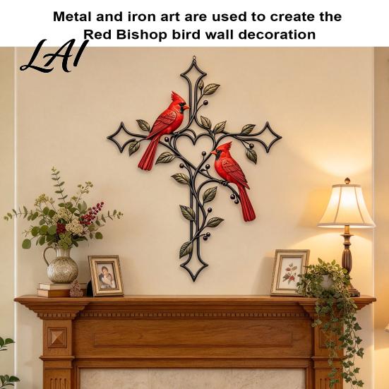 Christian Gift for Friends Metal Cardinals Wall Art Red Bird Religious Symbol Home Decorations Decor Decoration Living Room Entryway Porch