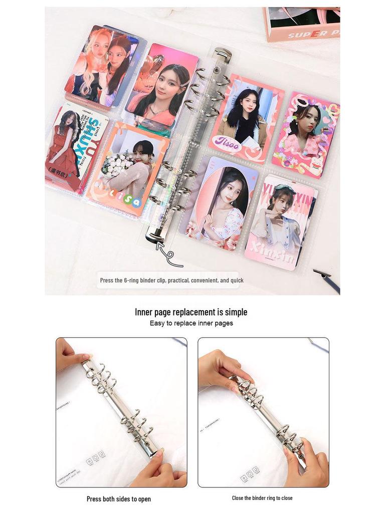 Фотоальбом на кольцах формата А5: Большая вместимость, вставного типа для фотографий 3 и 5 дюймов, идеально подходит для пар, семей и коллекционеров идолов.