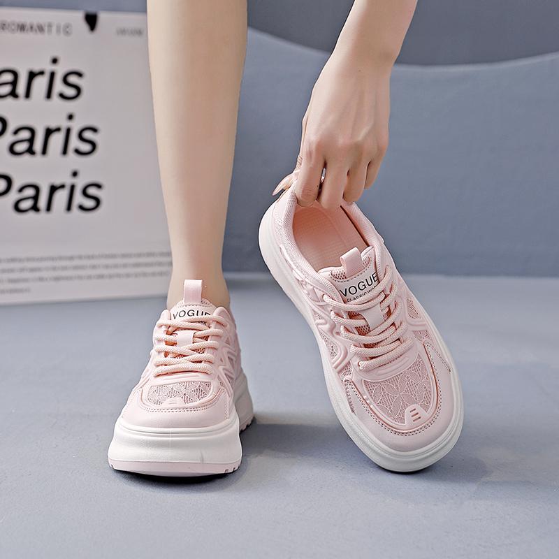 Новые летние модные универсальные женские туфли, повседневные спортивные туфли с толстой подошвой из дышащей сетки для студентов