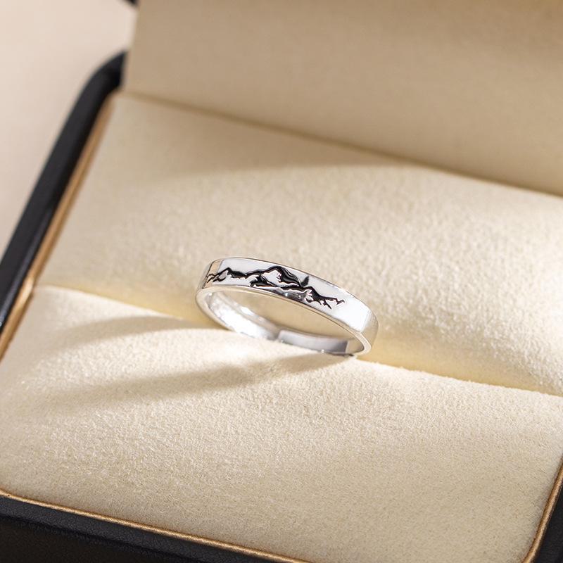 Кольца для пар Banyan Tree S925 Mountain Alliance: Роскошные кольца с индивидуальной гравировкой для парня и девушки.