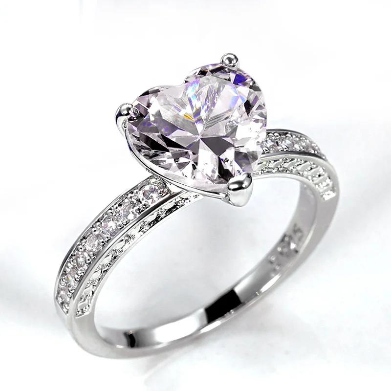 Huitan Luxury Solitaire Женские обручальные кольца в форме сердца AAA Pink Circonia Предложения Кольца для подруги Подарок на годовщину