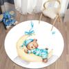 Living Room Round Carpet Floor Mat Kids Anti-Slip Mat Cartoon Bear Print Kids Carpet Kawaii Area Rug