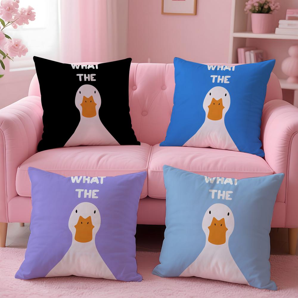 Funny What the Duck Art Cushion Cover Comfort Sofa Bed Silky Elegant Invisible Zipper Decorative Holiday Gifts