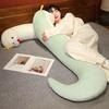 S-Shaped Green and White Snake Plush Pillow - Leg-Clamping Side Sleeper and Backrest Pillow
