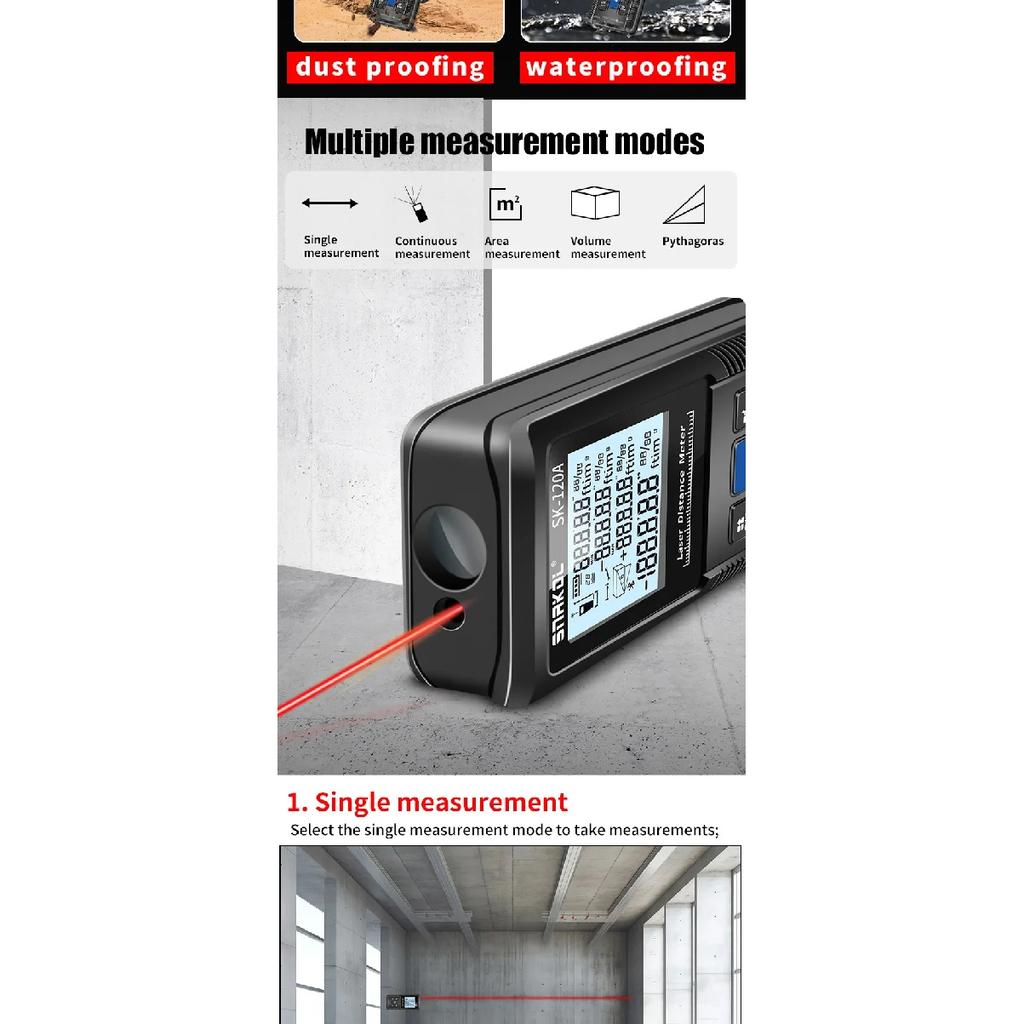 SNAKOL Laser Rangefinder Tape Measure Device - Digital Ruler Test Tool 40m/50m/70m/100m/120m Distance Meter Range Finder