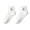 Women's Spring and Summer Thin Short Socks with Perforated Mesh, Breathable and Antibacterial, Ballet-style Embroidered Bow Cotton Socks