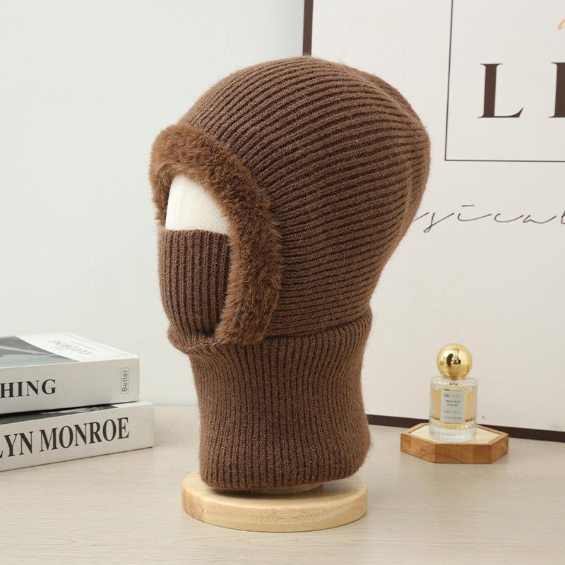 Autumn and Winter Hats, Men's and Women's Wool Hats, Scarves, Integrated Outdoor Windproof Riding Hats, Ear Protectors, and Warm Knitted Hats.