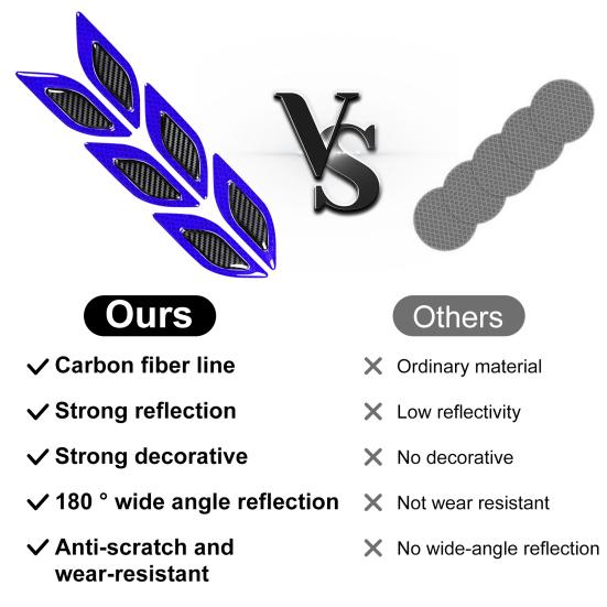 6 шт. автомобильная светоотражающая лента против царапин из углеродного волокна 3D автомобильная предупреждающая наклейка лента пленка