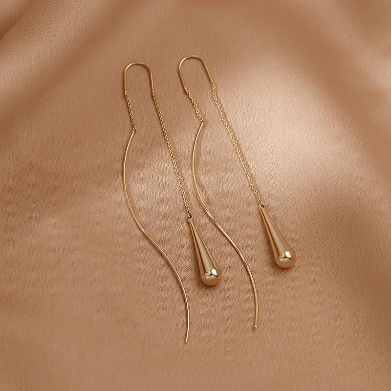 Geometric Long Tassel Heart Square Pendant Drop Earring For Women Shiny Zircon Flower Leaf Earrings Charms Ear Line Jewelry