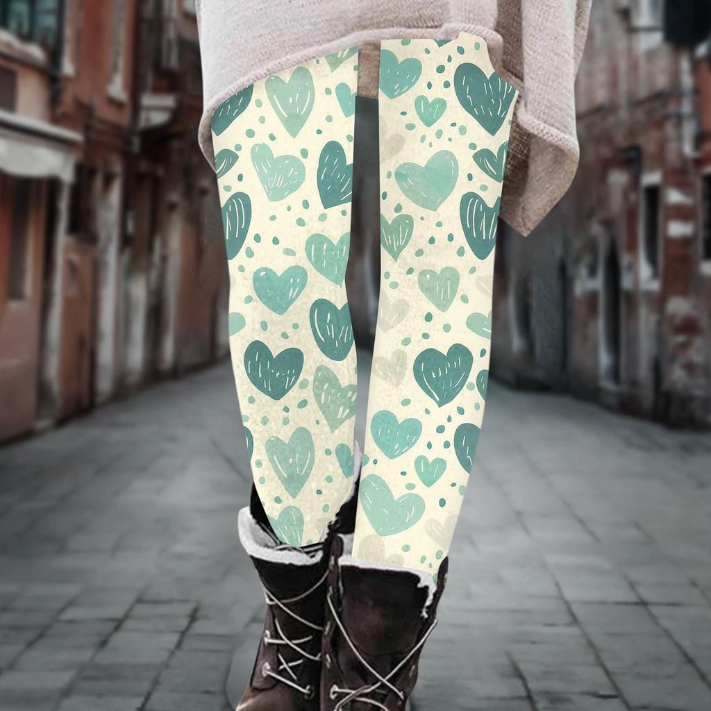 Women's Pants Printed Elastic Soft Cotton Leggings Casual Home Pajamas