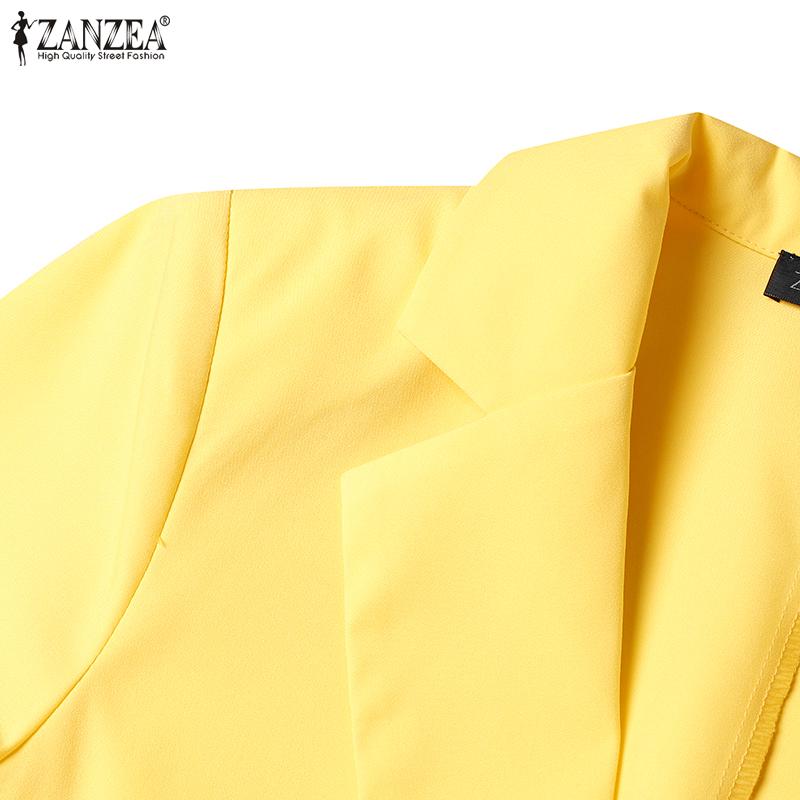 ZANZEA Женский пиджак с коротким рукавом, пальто с воротником с лацканами, элегантные повседневные куртки, верхняя одежда больших размеров