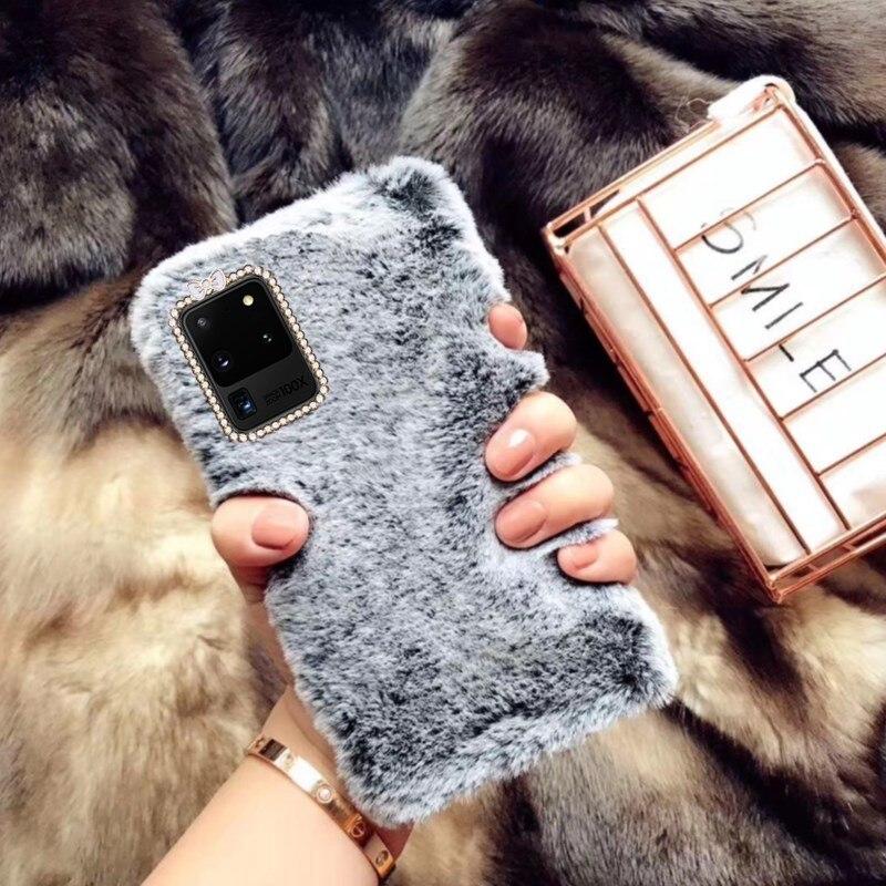 Силиконовый плюшевый чехол с милым пушистым кроликом для Samsung Galaxy A11 A21 A31 A41 A51 A71 A21S S20 FE Note 9 10 20 Lite Plus Ultra