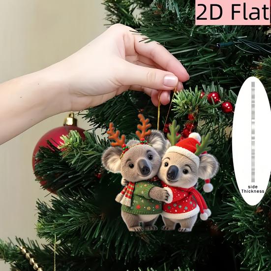 Рождественское украшение «Пара коал», 2D акриловая пара коал, животное, подвесное украшение, сувенирный подарок на годовщину свадьбы для пар