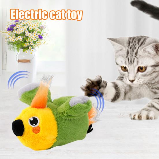 Электрическая игрушка для кошек, плюшевые животные-стимуляторы с вибрацией и щебечущим звуком, активируемая прикосновением, интерактивная игрушка-дразнилка для домашних кошек и собак